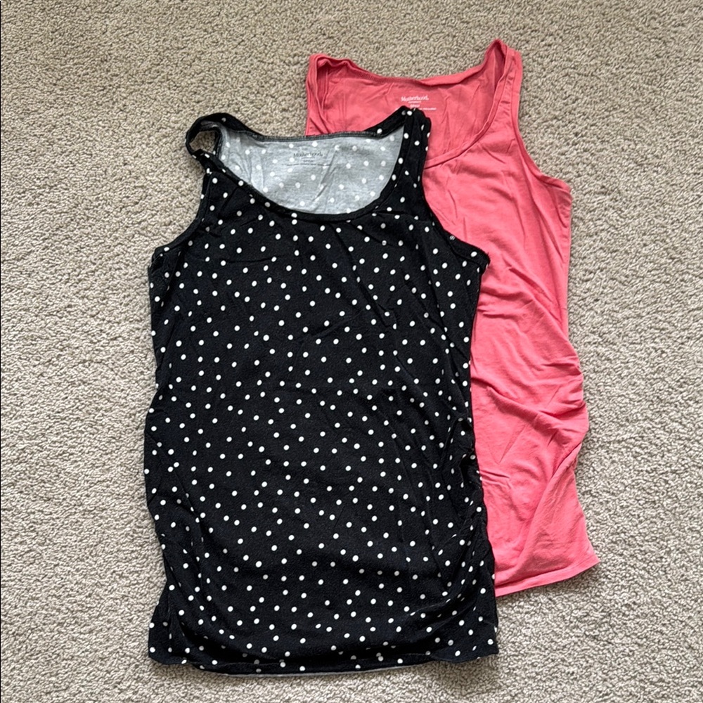 Motherhood Maternity Black and Pink Tank Tops (Small)